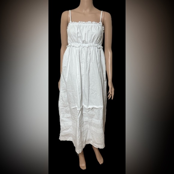 J. Crew White Cotton Dress Size 6 Boho Tiered Spaghetti Strap Summer Sundress - Picture 6 of 11